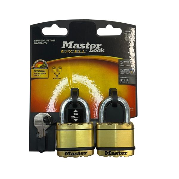 PADLOCK EXCELL LAMINATED 50MM 2 PACK