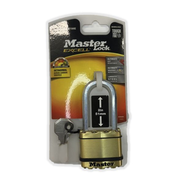PADLOCK EXCELL LAMINATED 50MM LONG SHACKLE - 9-51MM